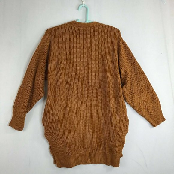 CCK Style Women's Mustard Long Sleeve Open Front Waffle-Knit Cardigan Size 3XL - Picture 5 of 11